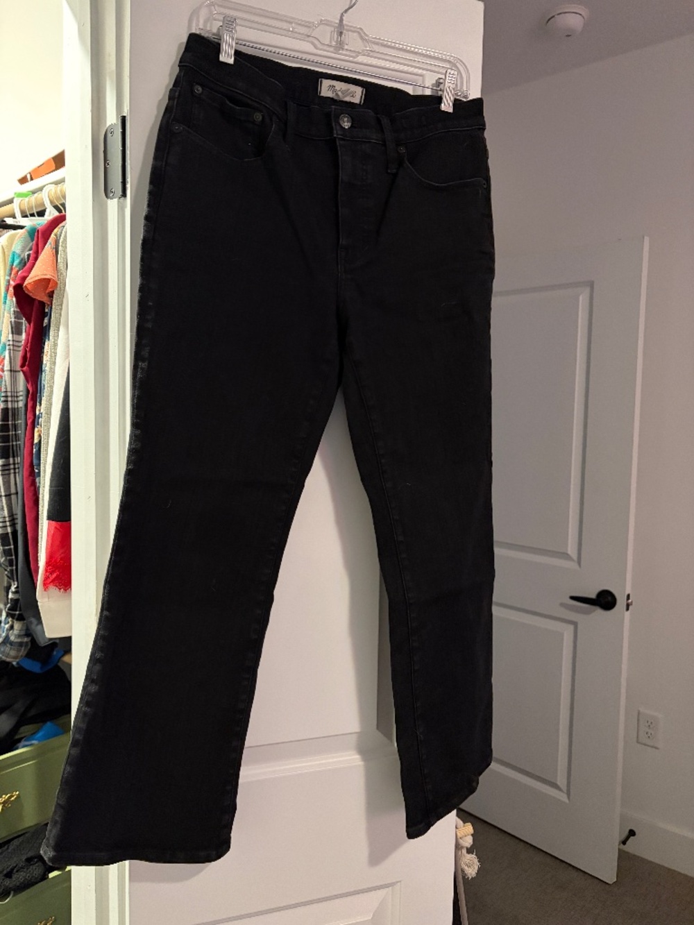 Madewell Black Mid-Rise Kick Out Jeans Size 30 Cropped Flare